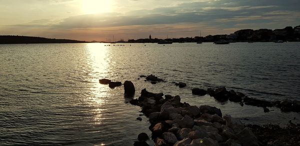 Scenic view of sea during sunset