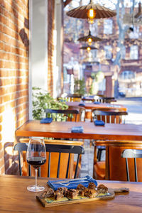 Table and chairs in restaurant
