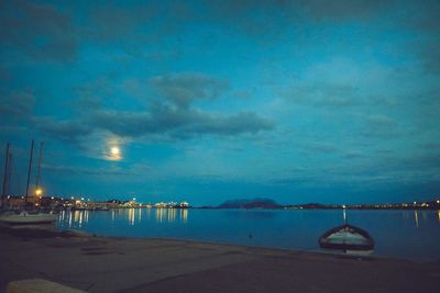 Scenic view of sea against sky at night