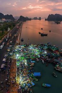 Aerial view of market at harbor