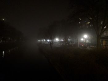 Illuminated street light at night