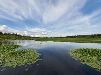 Scenic view of lake against sky