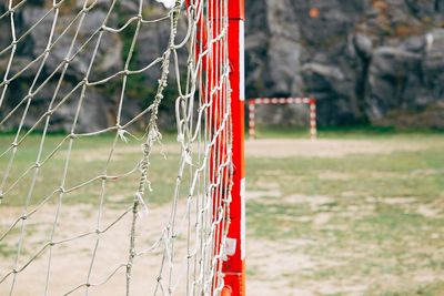 Close-up of soccer net