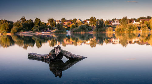 Scenic view of lake against sky