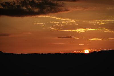 Scenic view of silhouette landscape against sky during sunset