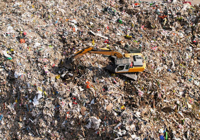 High angle view of garbage can