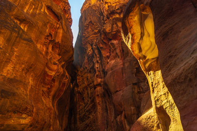 Low angle view of rock formations