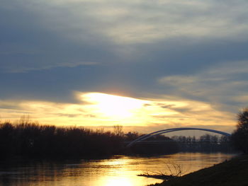 Scenic view of sunset over river