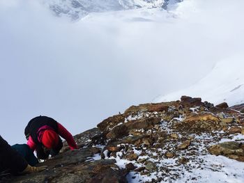 Scenic view of snow covered mountains