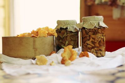 Close-up of chocolate cake on table