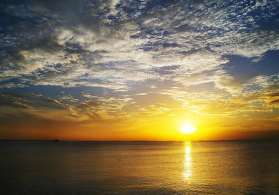 Scenic view of sea at sunset