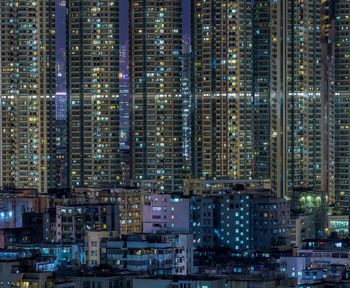 Illuminated cityscape at night