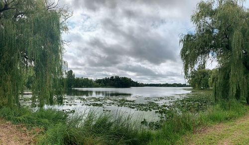 Scenic view of lake against sky