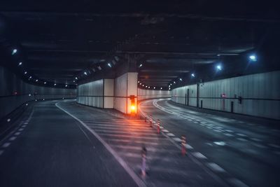 Illuminated road at night