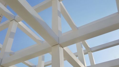 Low angle view of built structure against clear sky