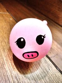 High angle view of face on table