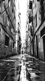 Wet city street during rainy season