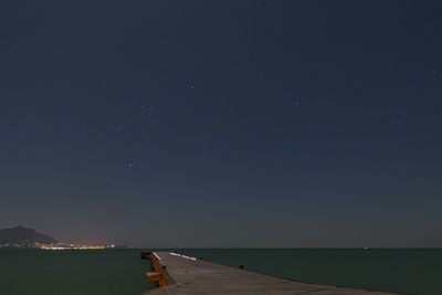 Scenic view of sea against sky at night