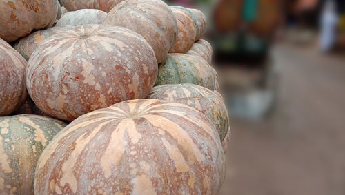 Close-up of pumpkin for sale at market stall