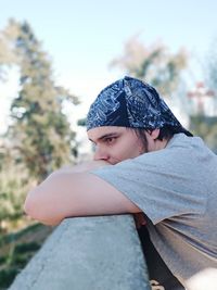 Portrait of teenage boy wearing hat