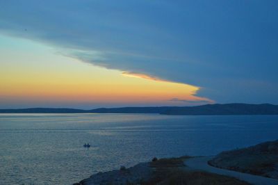 Scenic view of sea against cloudy sky