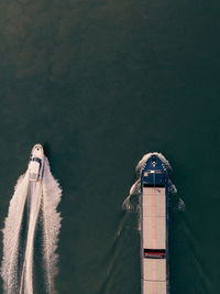 High angle view of traditional building by sea