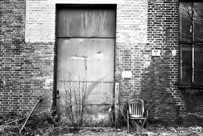 Closed door of building