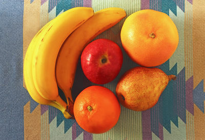 High angle view of fruits on table