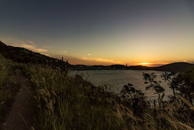 Scenic view of sea against sky during sunset