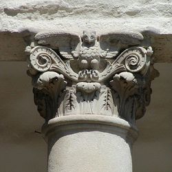 Close-up of carvings on wall