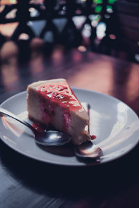 Close-up of dessert in plate on table