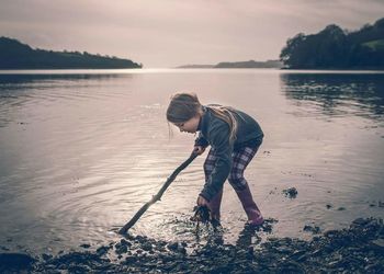 Girl playing in water