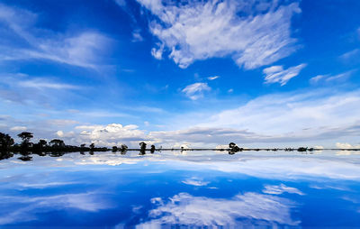 Scenic view of reflection of clouds in water