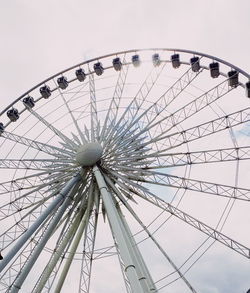 Low angle view of ferris wheel against cloudy sky