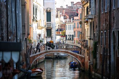 View of canal in city
