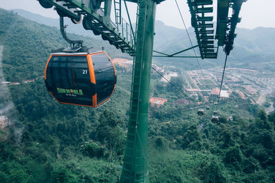 High angle view of overhead cable car