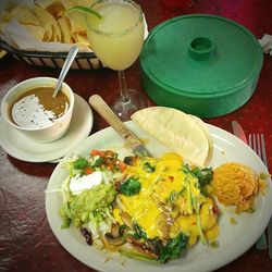 Close-up of breakfast on table