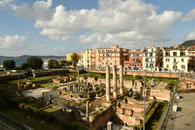 The ruins of an important temple of ancient rome in pozzuoli, italy.