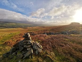 Scenic view of land against sky