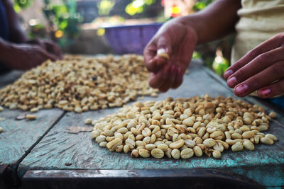 Close-up of raw coffee beans