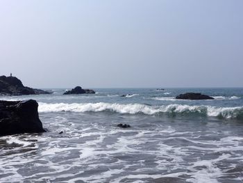 Scenic view of sea against clear sky