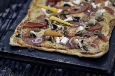 Close-up of pizza in plate