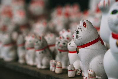 Lucky cats statue inside gotokuji temple, neko temple in tokyo, japan.