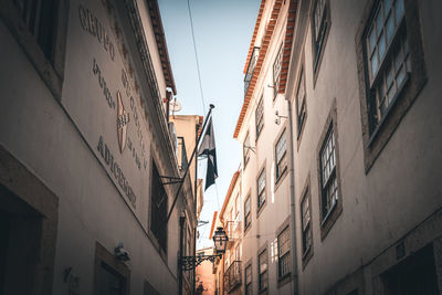 Low angle view of buildings against clear sky