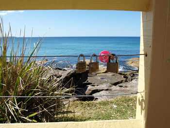 Scenic view of sea against clear sky