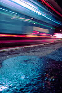 Light trails on road in city