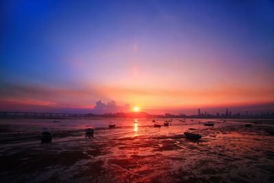 Scenic view of dramatic sky during sunset