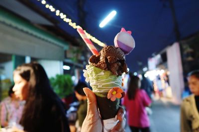 Rear view of woman with ice cream