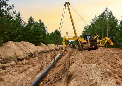 Panoramic view of construction site against sky