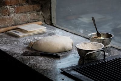 Close-up of dough on table